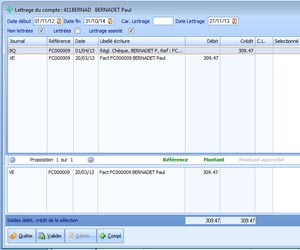 sage comptabilité, lettrage comptable